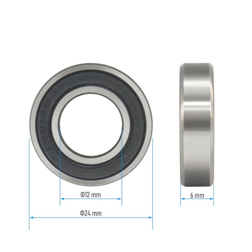 6901-2RS 2 PCS Deep Groove Ball Bearing 12×24×6mm Double Black Rubber Shielded Ball Bearing Chrome Steel P0 Z2 Bearing for Industrial Machine,Power Tools and Mechanical Equipment