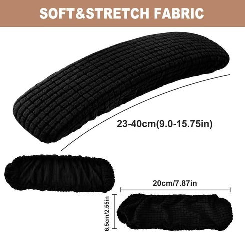 SARAFLORA Stretchable Office Chair-Arm Cover, Stain Resistant Spandex Slipcover for Desk Chairs Arm, Black