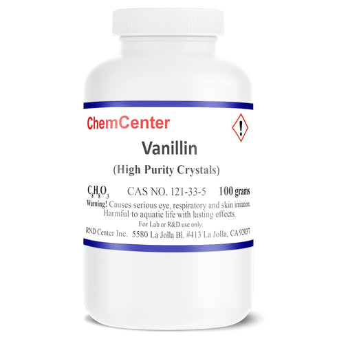 Vanillin, Crystals/Powder, 99% minimum, 100 grams