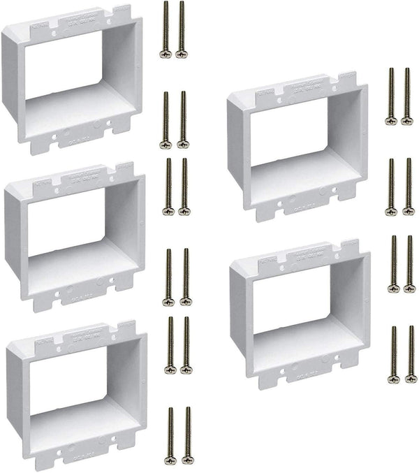 iMBAPrice BE2-5 (2-Gang) Electrical Power Outlet Box Extender, White, 5-Pack