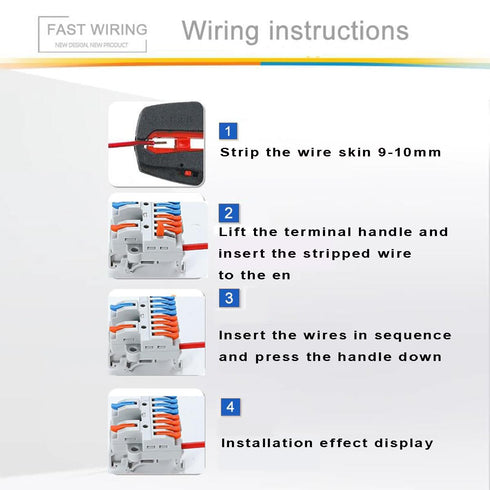 10 Pcs DIN Rail Terminal Blocks, 28-12AWG Quick Wiring Cable Connector for DIY Push-in Conductor