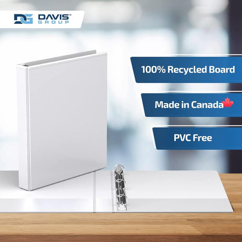 Davis Group Easyview Junior Binder, 1-Inch Mini Clear-View 3-Ring Binder, White, 8.5"x5.5", Made in Canada for School,