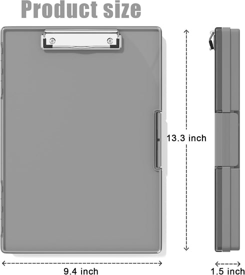 Hongri 8.5 x 11 Clipboard with Storage, Heavy Duty Nursing Clipboards with Dual Compartment Storage Box (Grey)