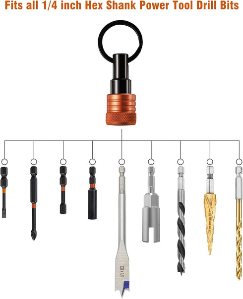 12 Set, 1/4 inch Bit Holder Key Chain Pcs Socket Hex Shank Bit Holders Keychain for Impact Drills Nut Driver, Quick