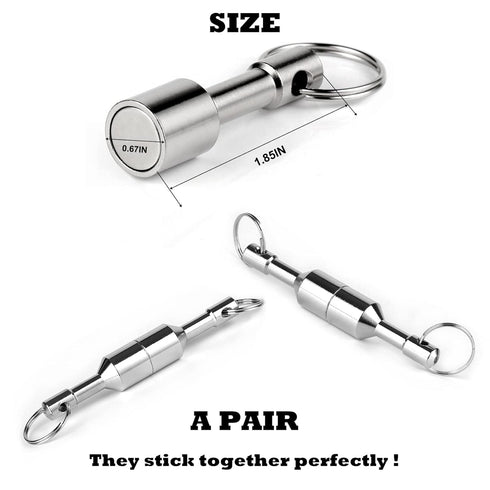 Keychain Magnet for Testing Brass, Pocket Magnets for Purse with Strong Magnetic Rare Earth Neodymium,Gold,Silver, Jewelry, Metals Test Magnet and Hanging Keys Holder WELLZEER (2PACK-D17mm-Silver)