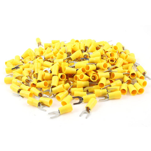 uxcell SV5.5-5 Pre Insulated Fork Terminal for AWG 12-10 Wire, 500 Piece, Yellow