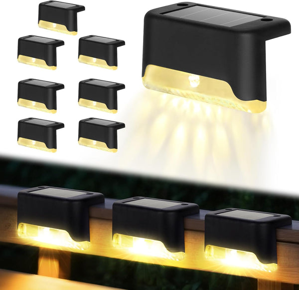 Solar Deck Lights, 8 Pack LED Waterproof Outdoor Lights for Stairs, Steps,