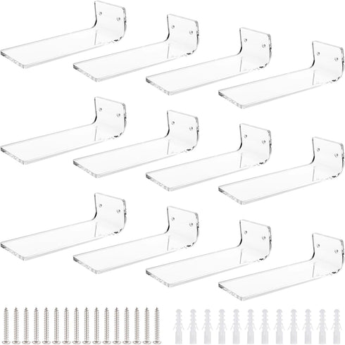 Toyosport 12 PCS Floating Shoe Display Shelves, Wall-Mounted Acrylic Sneaker Storage Rack, Transparent