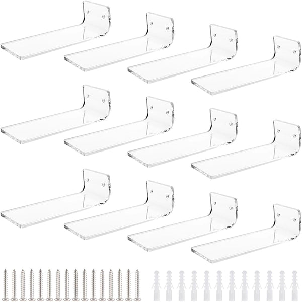 Toyosport 12 PCS Floating Shoe Display Shelves, Wall-Mounted Acrylic Sneaker Storage Rack, Transparent