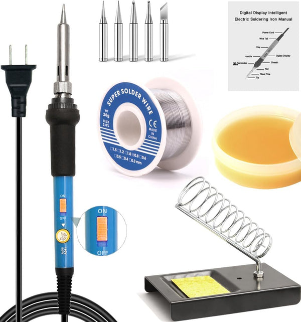 LDK Soldering Iron Kit, Electric Gun Welding Tools with ON/OFF Switch, 30g Solder & 5pcs Tips