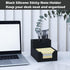Black Sticky Note Holder, Silicone Memo Holder with Pen or Card Slots, Fits 3x3 Inches Sticky Notes, Dispenser