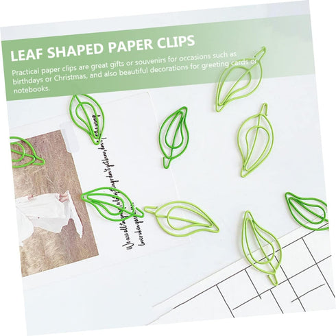 STOBOK 30pcs Colored Paper Clip File Folders, Leaf Shaped Paper Clips for School and Office Supplies