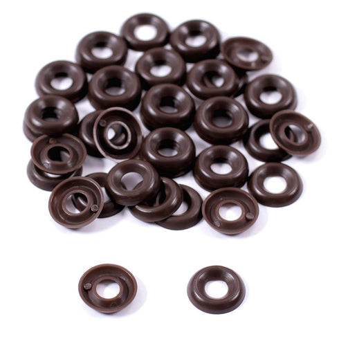 Colored Nylon Finishing Washers - (Chocolate Brown) - (50 Pack) - (0.530 Inch Diameter) Round Top - for KYDEX Holsters, Auto Trim, Art Projects, Home Improvement
