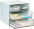 LETURE Desk Organizer with 4 Drawers - Clear Plastic Storage Box for Office Supplies, Gel Pens, Pencils