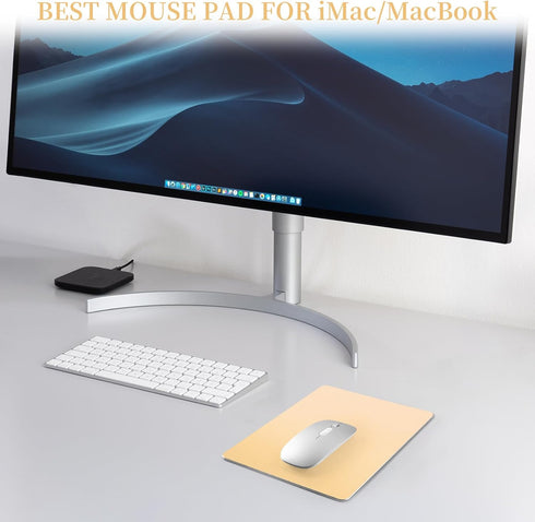 TERRATUTOR Aluminum Mouse Pad with Non-Slip Rubber Base, Micro Sand Blasting Alloy Surface, Golden