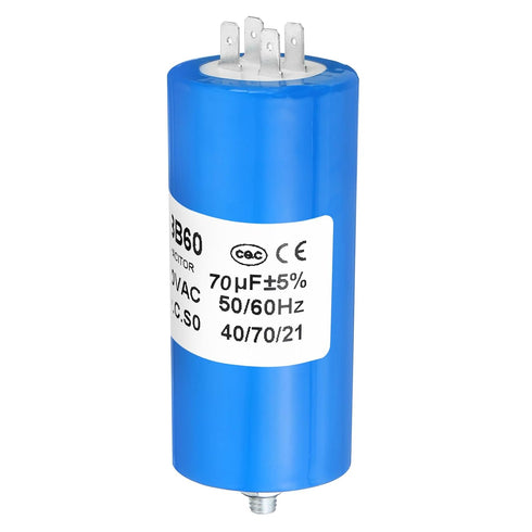 PATIKIL CBB60 70uf Running Capacitor, 1 Pcs AC 250V 4 Pins for Washing Machine, 110 x 50mm Cylinder Bottom with Screw