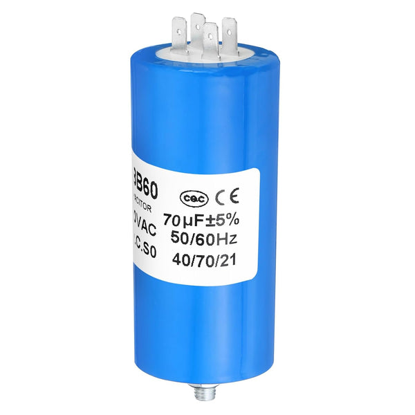 PATIKIL CBB60 70uf Running Capacitor, 1 Pcs AC 250V 4 Pins for Washing Machine, 110 x 50mm Cylinder Bottom with Screw