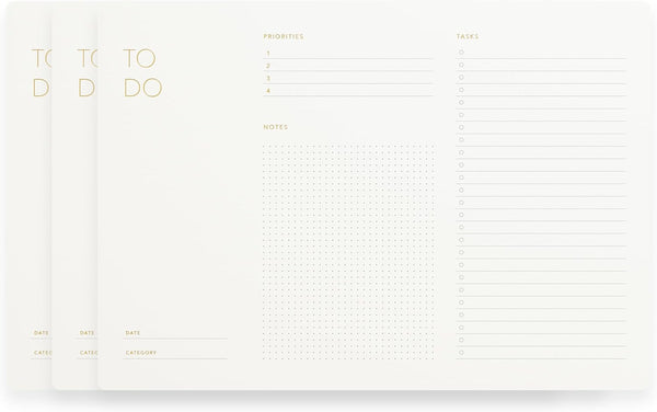 Elegant To Do List Notepad with Mouse Pad Feature, Daily Planning Tear Off Sheets, 11.22" x 7.87", Gold Foiled,
