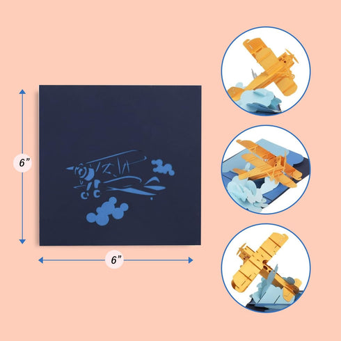 CUTE POPUP Wonderful Airplane Pilot Pop Up Card, Premium Handcrafted Italy Paper Gift for Any Occasion