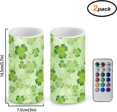 Green Leaves Flickering Flameless Candles St Patricks Day Candles Battery Operated Candles with Remote Control Color