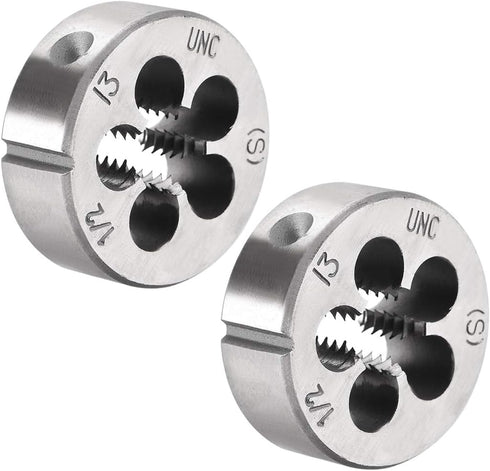 uxcell 1/2-13 UNC Round Die, Machine Thread Right Hand Threading Die, Alloy Tool Steel Screw Thread Cutting Die, 2pcs