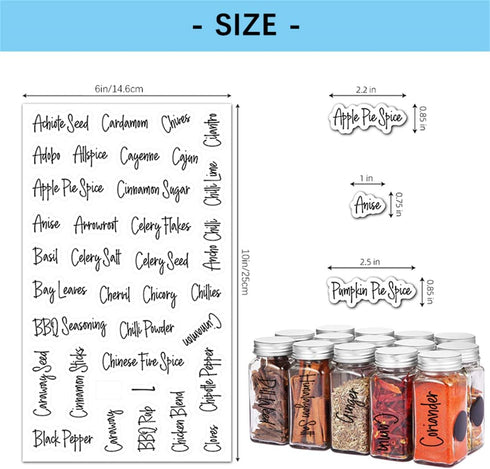 BieFuDan 278 Set,Waterproof Pcs Clear Spice Jar Labels Preprinted Pantry Labels Stickers for Organization