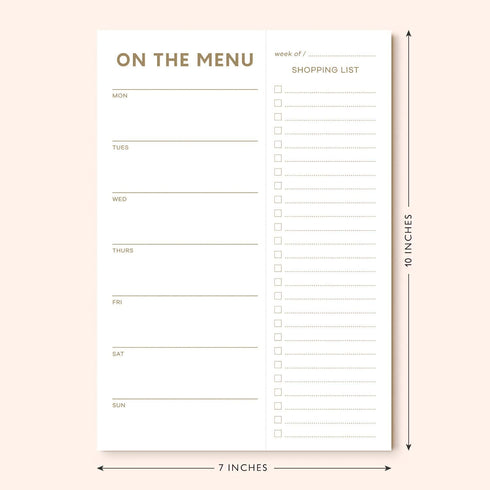 Sweetzer & Orange Gold Meal Planner Notepad, 7x10” Magnetic Grocery List with Tear Off Shopping List