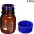 PATIKIL 100mL Amber Reagent Media Bottle, 2 Pcs Round Graduated Glass Storage Bottle with Blue Screw Cap