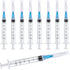 100 Pack 3ml/cc Plastic Luer Lock Syringes with 23Ga and Cap, Individually Sealed for Scientific Labs and Measuring