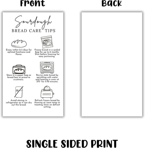 Lashicorn 50pk 2x3.5 Packing Sourdough Bread Care Instruction Cards | Paper Card Storage Tips Labels Starter How
