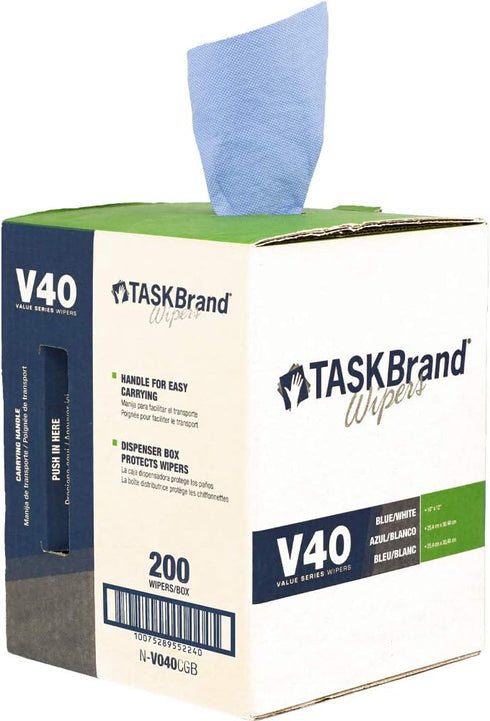 TaskBrand N-V040CGB Blue V40 Value Series Center Pull Wiper Sheets, All-Purpose Disposable Cleaning