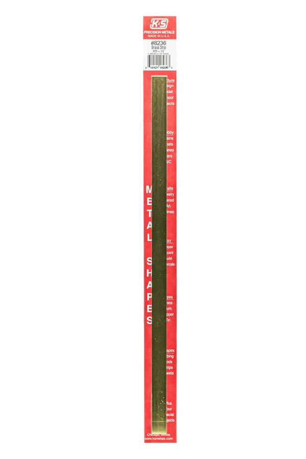 K&S 8236 Brass Strip, 0.025" Thick x 1/2" Wide x 12" Long, 1 Piece, Made in USA