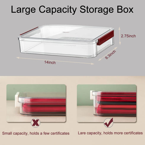 Clear File Storage Box with Lids, A4 Storage Box for 8"x11" Paper, Stackable Magazine File A4 Paper Project Case Bins,