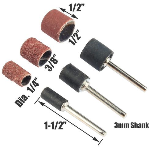 Yakamoz 132Pcs Sanding Drums Kit, 80 120 180 Grit Mini Drum Sander Sleeves for Dremel Rotary Tools