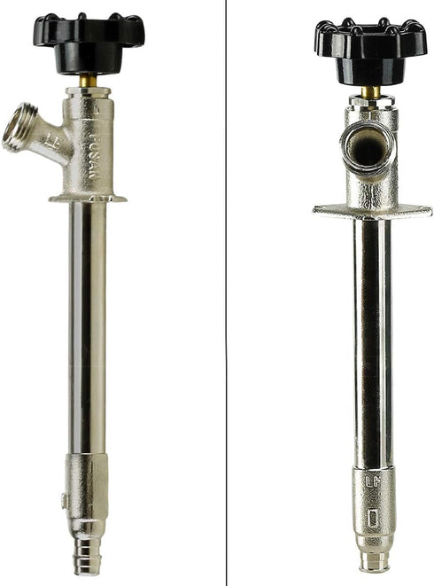 12 Inch 1/2" 3/4" Midline Valve Anti-Siphon Frost-Free Sillcock PEX-A Inlet x Hose Bib Outlet, Chrome-Plated, Lead-Free