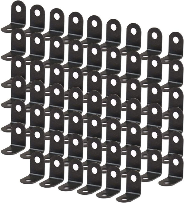 uxcell 60pcs Angle Bracket Metal 12x12mm Black Corner Brace Fastener L Shaped