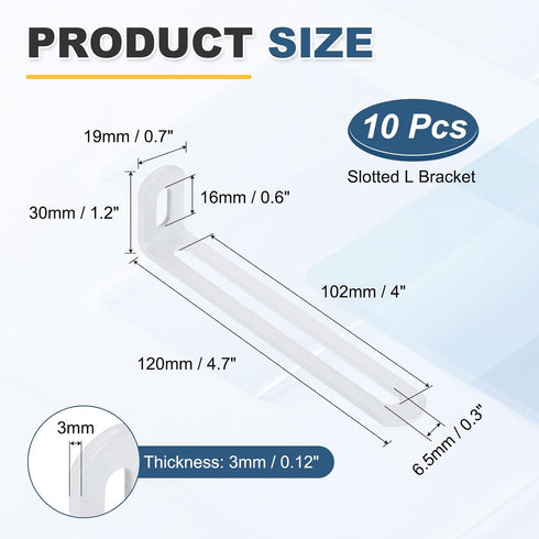 10 4.7"x1.2"x0.7", 90 uxcell Pcs Adjustable Right Angle Brackets, Slotted L-Shape Corner Bracket Degree Steel l Bracket