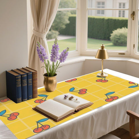 Generic 35. 4" 16. 5" Cute Cherry Yellow Plaid Desk Mat Multifunctional Large Mouse Pad for Desk, Waterproof Dual Sided