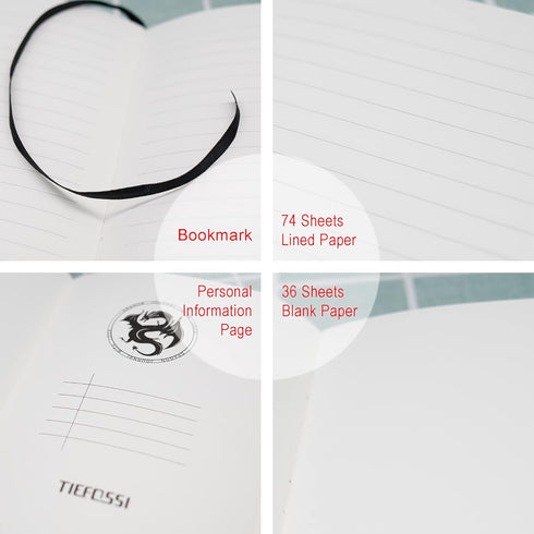 Dragon Leather Journal Notebook, Diary with Combination Lock, Lined/Blank Paper, B6 Writing Journals