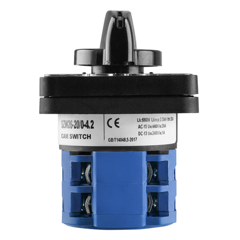 Baomain Cam Changeover Switch, AC 660V 20A, 8 Terminals, 5 Position Rotary Select Switch