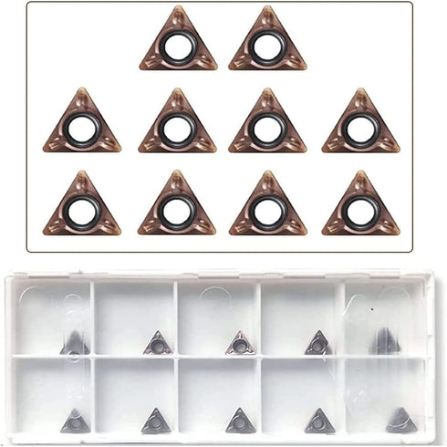 10PC Turning Carbide Indexable Inserts for Mini Pneumatic Chamfering Machine, Tungsten Steel Tool