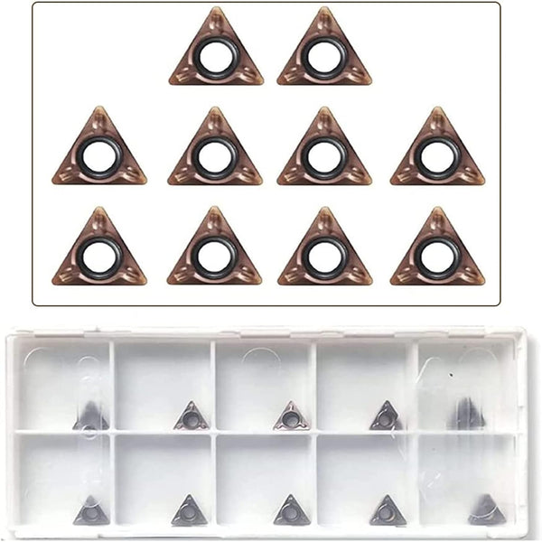 10PC Turning Carbide Indexable Inserts for Mini Pneumatic Chamfering Machine, Tungsten Steel Tool