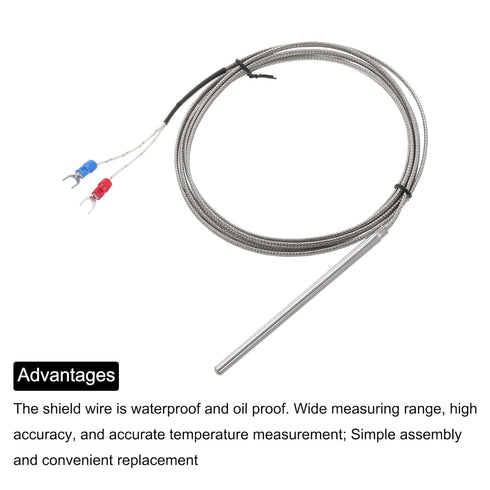 MECCANIXITY K Type Thermocouple Temperature Sensor Probe 5x100mm 6.6ft Wire, 0 to 600°C