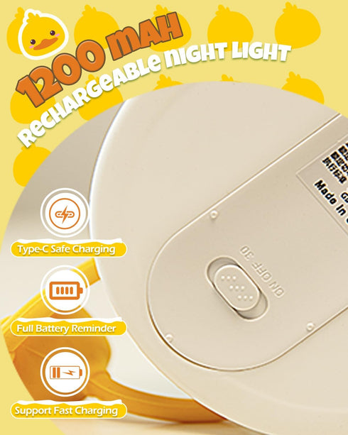 3 Dimmable, Cute Duck Night Light, Animal Lamp, Food Grade Silicone, Rechargeable, Level Squishy Nursery Nightlight