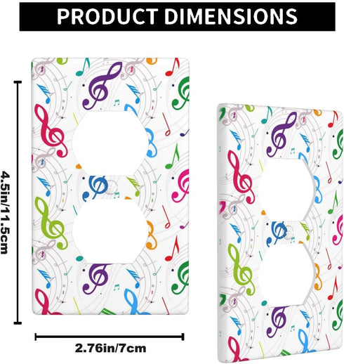 Musical Duplex Receptacle Outlet Wall Plate Colorful Treble Clef Music Notes Light Switch Cover Plate, Standard Size 1-Gang Wallplate Outlet Covers 4.5" x 2.76" by Pznen