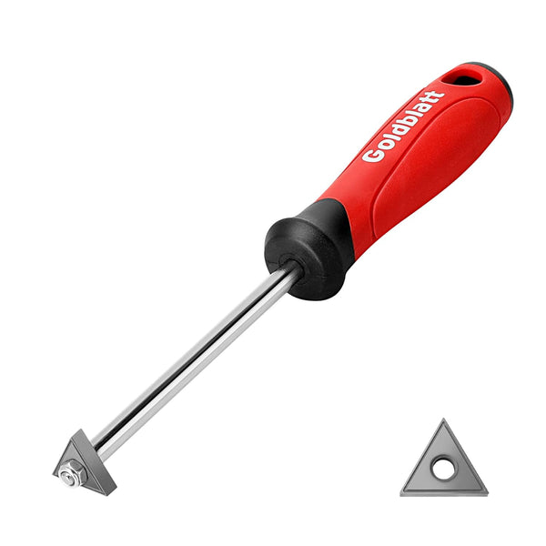 Goldblatt Grout Removal Tool with Replacement Carbide Tip - Professional Scraper, Caulking Remover, Soft-Grip Handle