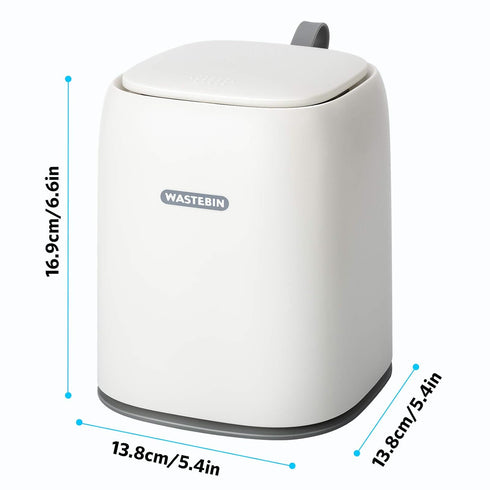 Mini Countertop Trash Can with Press Type Lid, 1.5 L / 0.40 Gal Wastebasket Dispenser, 3 Rolls of Trash Bags (White)