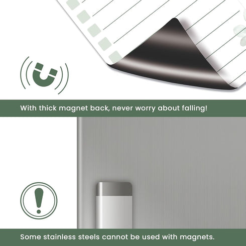 Magnetic Dry Erase List Board for Fridge - Refrigerator To Do List White Board Set, 4 Pcs Greenery