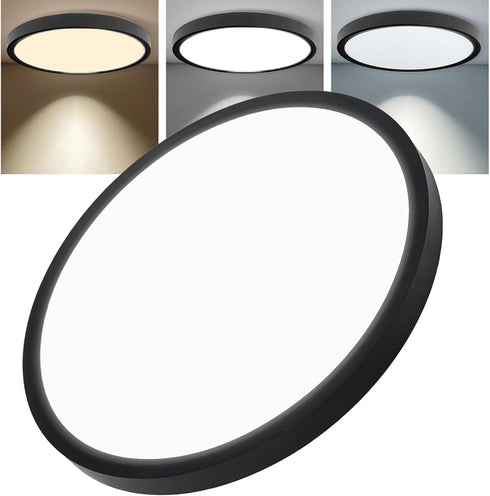12 Inch Slim Dimmable LED Flush Mount Ceiling Light Fixtures, 24W 2640LM