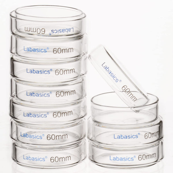 10pk Glass Petri Dishes, 60x15 mm, Autoclavable Borosilicate Glass Cell Culture Dishes with Clear Lid